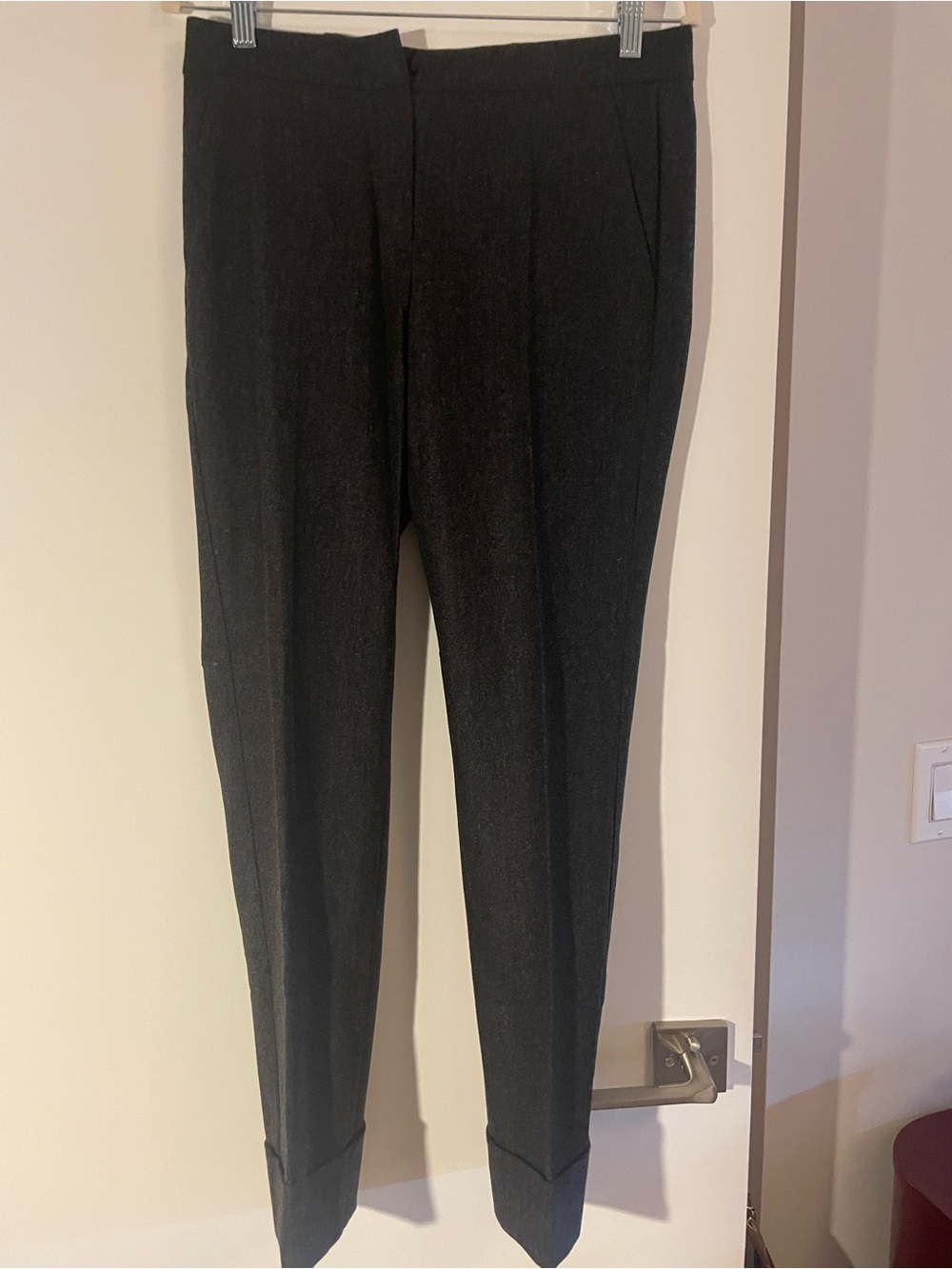 Emporio Armani tapered cropped gray wool pants w/ cuff IT size 40, US XS, NWOT